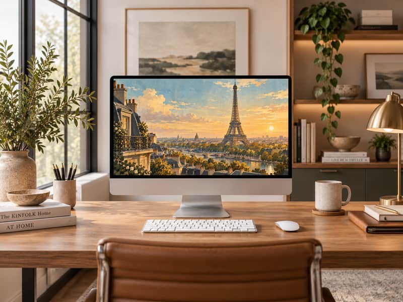 Sacré-Cœur Basilica wallpaper shown on a desktop computer screen