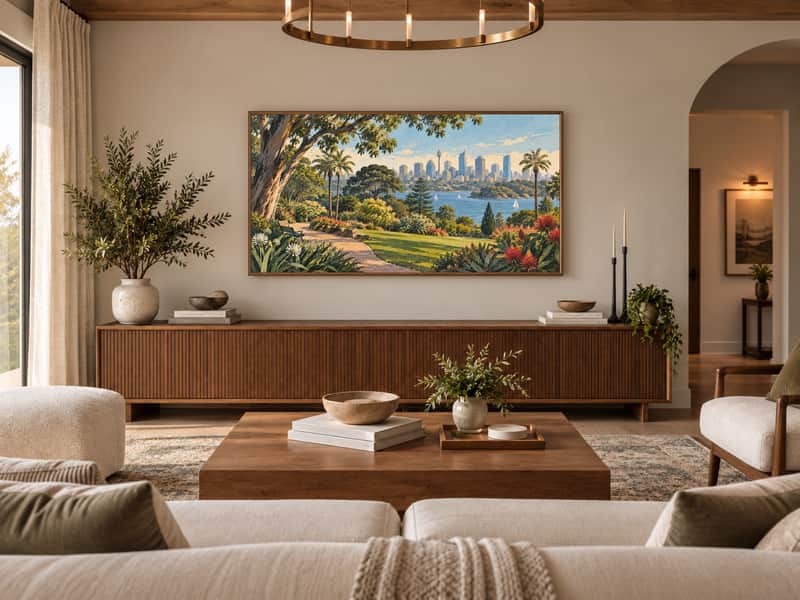 Royal Botanic Garden wallpaper shown as art on a Samsung Frame TV