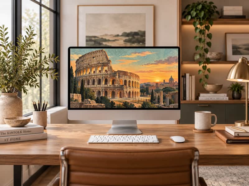 Colosseum wallpaper shown on a desktop computer screen