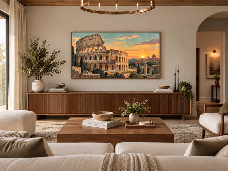 Colosseum wallpaper shown as art on a Samsung Frame TV