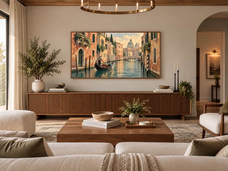 Venice Canals wallpaper shown as art on a Samsung Frame TV
