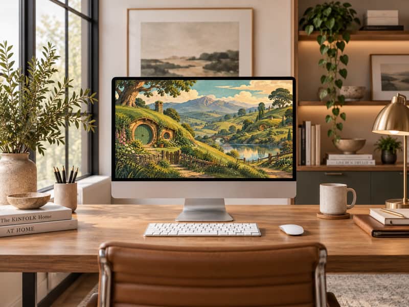 Bay of Islands wallpaper shown on a desktop computer screen