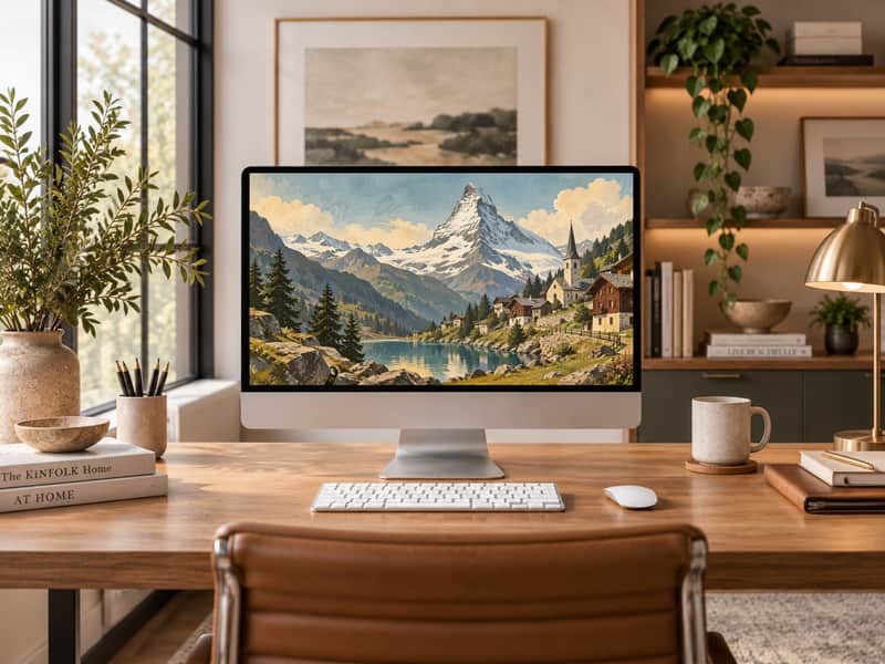 Matterhorn Peak wallpaper shown on a desktop computer screen