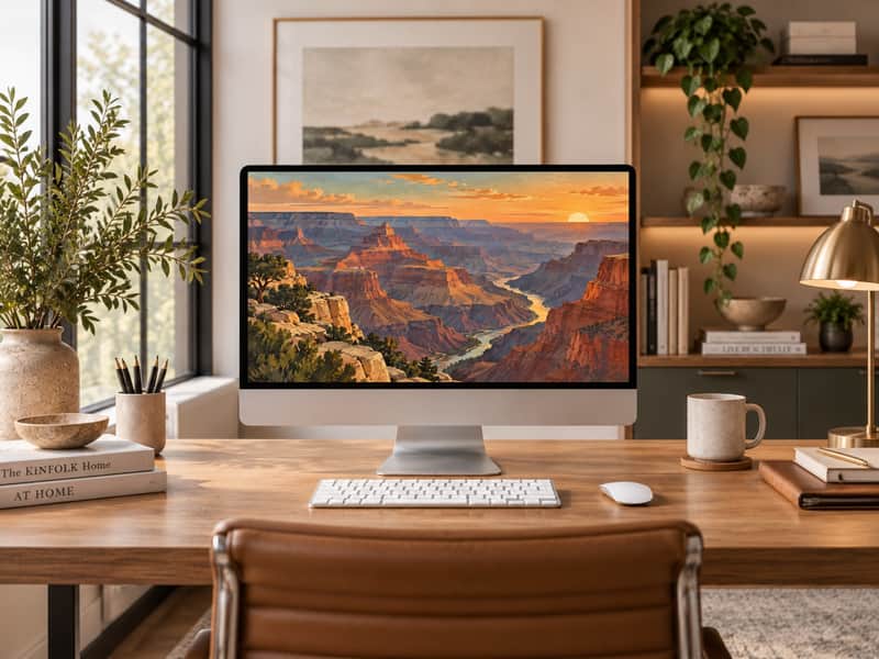Grand Canyon wallpaper shown on a desktop computer screen