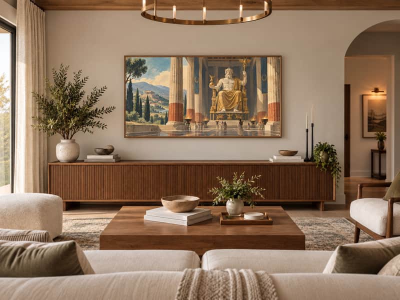Mausoleum at Halicarnassus wallpaper shown as art on a Samsung Frame TV