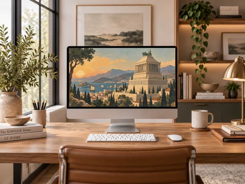 Temple of Artemis at Ephesus wallpaper shown on a desktop computer screen