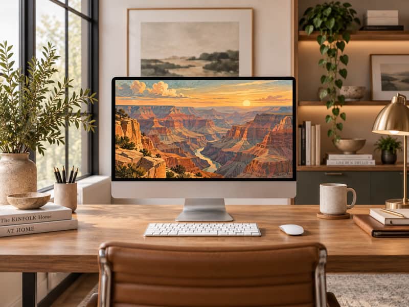 Aurora Borealis wallpaper shown on a desktop computer screen
