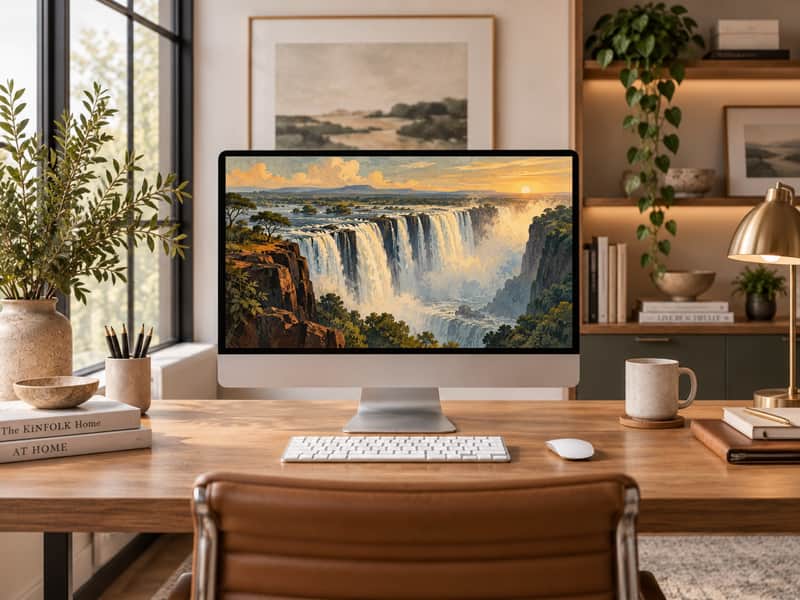Parícutin Volcano, Mexico wallpaper shown on a desktop computer screen
